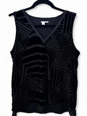 NORDSTROM Halogen Luxe Velvet Burnout Geometric Overlay V-Neck Tank Top